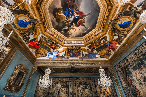 A ceiling inside of  Vaux le Vicomte castle.